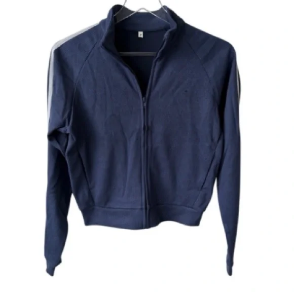 Halara Ribbed Stand Collar Long Sleeve Zipper Casual Jacket with Pockets Medium - Picture 4 of 5